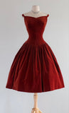 Simple Burgundy A-line Off-shoulder Velvet Short Ball Gown Evening Dress HZ1024