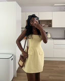 Light Yellow Strapless Sleeveless Mini Party Dress Homecoming Dress HZ1024