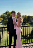 Elegant Pink Strapless 3D Flower Mermaid Ball Gown Bridesmaid Dress HZ1024