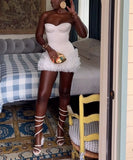 Sexy White Strapless Mini Party Dress Homecoming Dress HZ1024