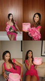Pink Low Neck Ruffle Irregular Skirt Backless Short Prom Dress Birthday Party Dress HZ1024