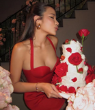 Sexy Red Strapless Bodycon Mini Prom Dress Birthday Party Dress HZ1024
