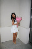 Cute White Off Shoulder Puff Skirt Short Party Dress Homecoming Dress HZ1024
