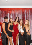 Shiny Spaghetti Strap Sleeveless Sequin Slit Long Prom Dress Evening Dress HZ1024
