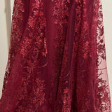 Sexy Burgundy Strapless V-Neck Mermaid Sequined Ball Gown Evening Dress HZ1024