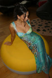 Chic Mermaid Print Sleeveless Long Prom Dress Evening Dress HZ1024