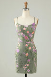 Charming Appliques Spaghetti Straps Bodycon Design A-line Homecoming Dress HZ1024