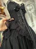 Vintage Black Sweetheart Design Elegant Spaghetti Strap Tiered Homecoming Dress HZ1024
