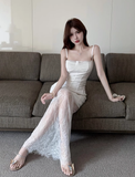 New Stylish Design Elegant Split Spaghetti Strap Dress HZ1024
