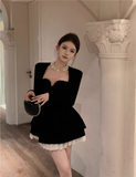 Vintage Black Sweetheart Design A-line Long-sleeved Homecoming Dress HZ1024