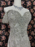 Gorgeous Shiny Sequin Sweetheart Off-the-shoulder Mermaid Floor-length Prom Dress Birthday Dress Evening Dress HZ1024