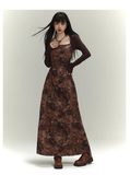 New Floral Pattern Design Women Long-sleeved Dress HZ1024