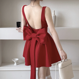 Vintage Burgundy Bow Decoration A-Line Short Summer Dresses Party Dress Homecoming Dress HZ1024