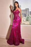 Vintage Shiny Beaded Mermaid Prom Dress V-neck Spaghetti Strap Evening Dress Long Formal Dress HZ1024