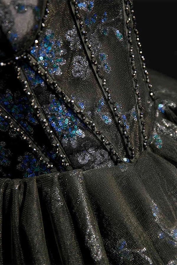 Fashion Sequined Floral Design A-line Sweetheart Tulle Short Spaghetti Strap Homecoming Dress HZ1024