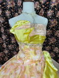 Gorgeous Floral Sweet 16 Quinceanera Strapless A-Line Floor-length Prom Dress Birthday Dress Evening Dress Ball Gown HZ1024