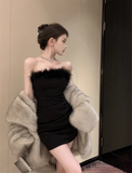 Simple Fashion Black Bodycon Design A-line Strapless Homecoming Dress HZ1024