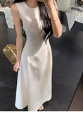 Simple Fashion Pink Design Elegant A-line Sleeveless Women Vest Dress HZ1024