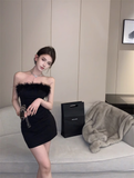 Simple Fashion Black Bodycon Design A-line Strapless Homecoming Dress HZ1024