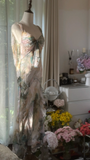 Vintage Sparkling Spaghetti Strap Backless Sweetheart Design Romantic Chiffon Evening Dress Prom Dress HZ1024