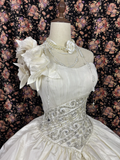 Vintage Ivory Satin Beaded One-shoulder Design Quinceanera A-Line Evening Dress Prom Dress Ball Gown HZ1024