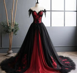 Black and Red Sweetheart with Long Formal Dress, Glam Long Prom Dress HZ1024