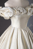 Elegant Champagne Long Prom Dresses, Beautiful Off the Shoulder Formal Dresses HZ1024