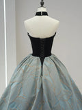 Beautiful Strapless Jacquard Floor Length Prom Dresses, A-Line Sweetheart Neck Formal Dresses HZ1024