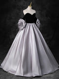 Black Sweetheart Neck Velvet Floor Length Formal Dress, Detachable off Shoulder Chic Party Dress HZ1024