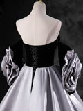 Black Sweetheart Neck Velvet Floor Length Formal Dress, Detachable off Shoulder Chic Party Dress HZ1024