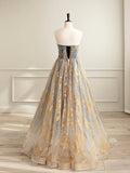 Beautiful Gradient Tulle Long Formal Dress, A-Line Strapless Prom Dress Evening Dress HZ1024
