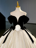 Black Velvet Long Prom Dress, Champagne A-Line Formal Dress Evening Dress HZ1024
