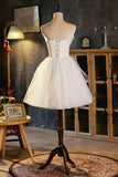 Champagne A-line Strapless Party Dress, Short Homecoming Dress HZ1024