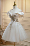 Champagne Lace Short Prom Dress, A-Line Homecoming Party Dress HZ1024