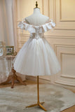 Champagne Lace Short Prom Dress, A-Line Homecoming Party Dress HZ1024