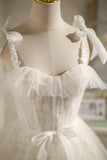 Champagne Tulle Lace Knee Length Prom Dress, Cute A-Line Party Dress HZ1024