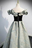 Off the Shoulder Satin Long Prom Dress, A-Line Evening Dress HZ1024
