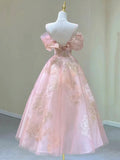 Pink Spaghetti Strap Tulle Lace Short Prom Dress, Cute A-Line Party Dress HZ1024