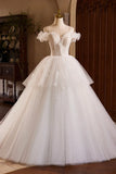 A-Line Spaghetti Strap Lace Beaded Party Dress, Light Champagne Floor Length Formal Evening Dress HZ1024