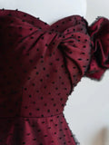 A-line Off Shoulder Black and Red Prom Dress, Sweetheart Party Dress HZ1024